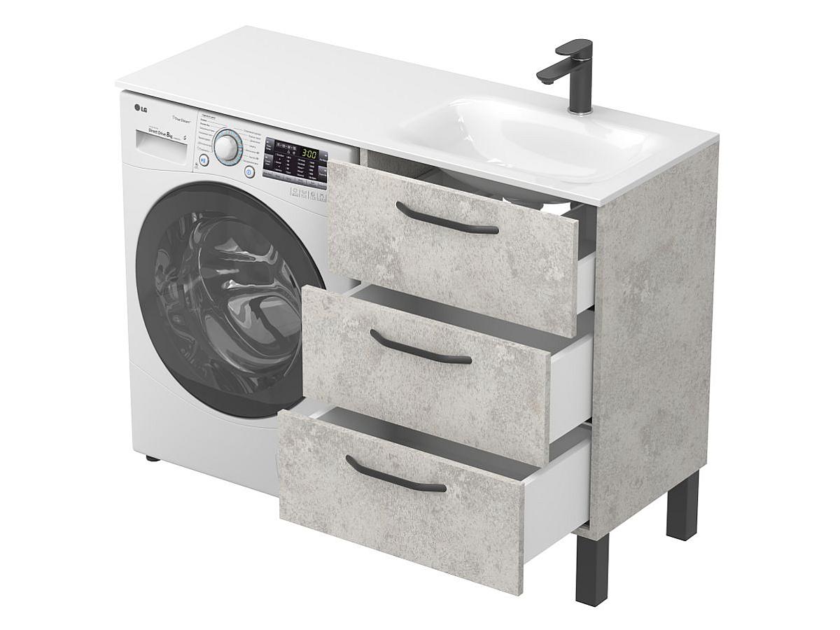 Тумба напольная TESSA Камень серый с умывальником JESSEL 1200 R