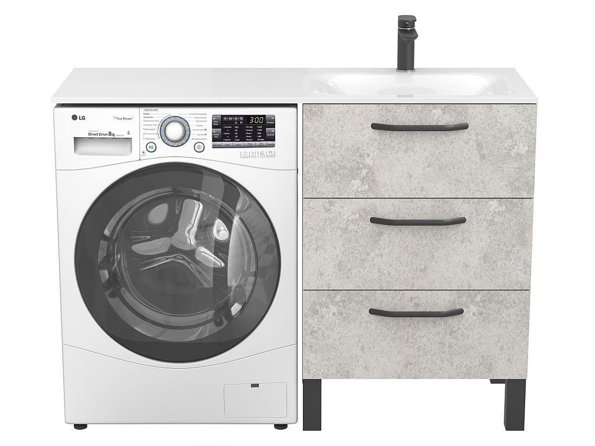 Тумба напольная TESSA Камень серый с умывальником JESSEL 1200 R