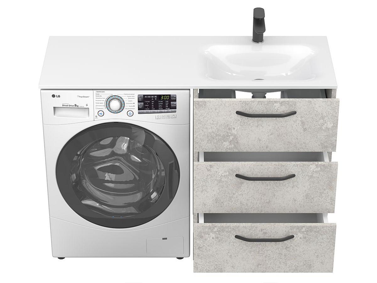Тумба напольная TESSA Камень серый с умывальником JESSEL 1200 R