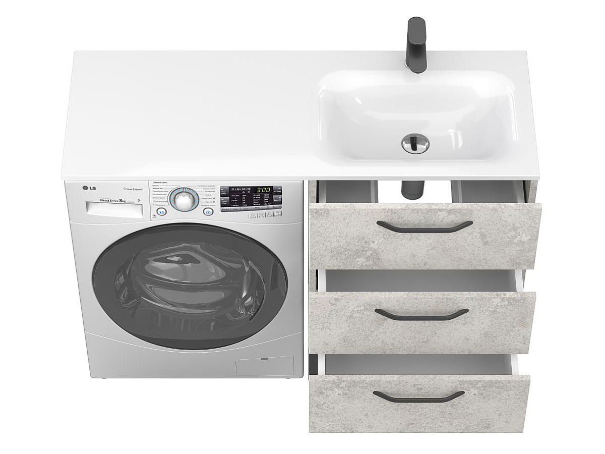 Тумба напольная TESSA Камень серый с умывальником JESSEL 1200 R