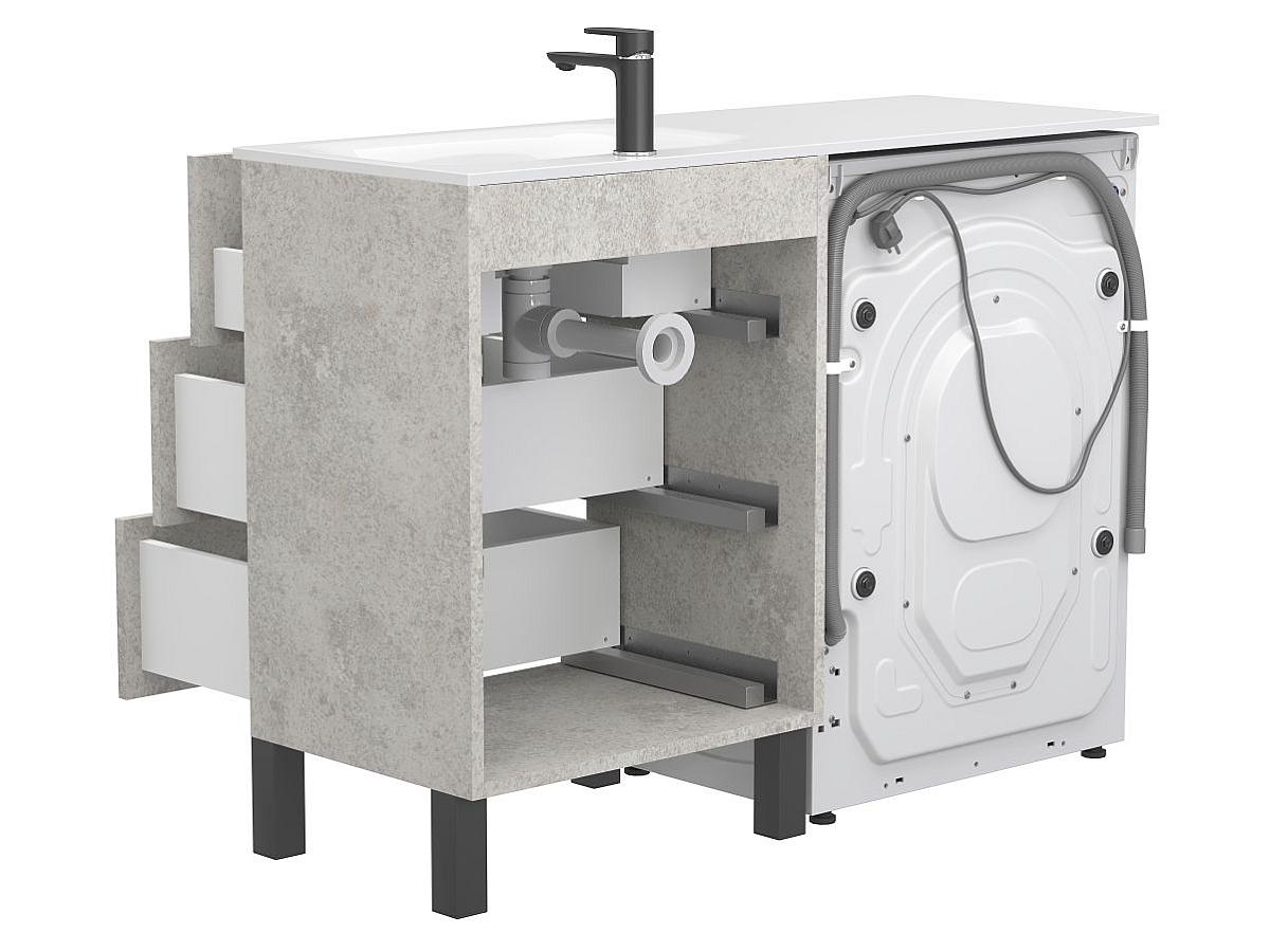 Тумба напольная TESSA Камень серый с умывальником JESSEL 1200 R