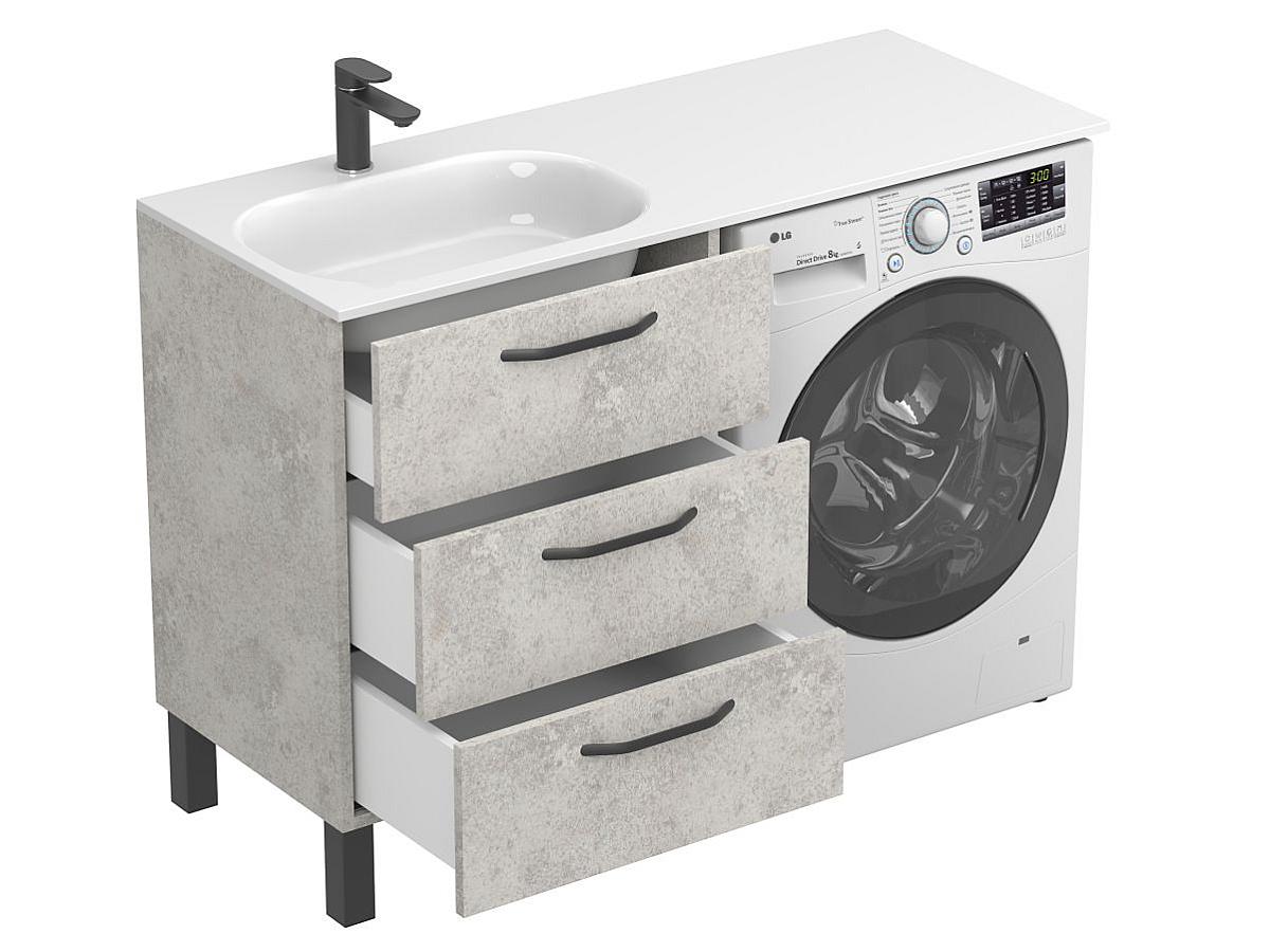Тумба напольная TESSA Камень серый с умывальником LAKE 1250 L