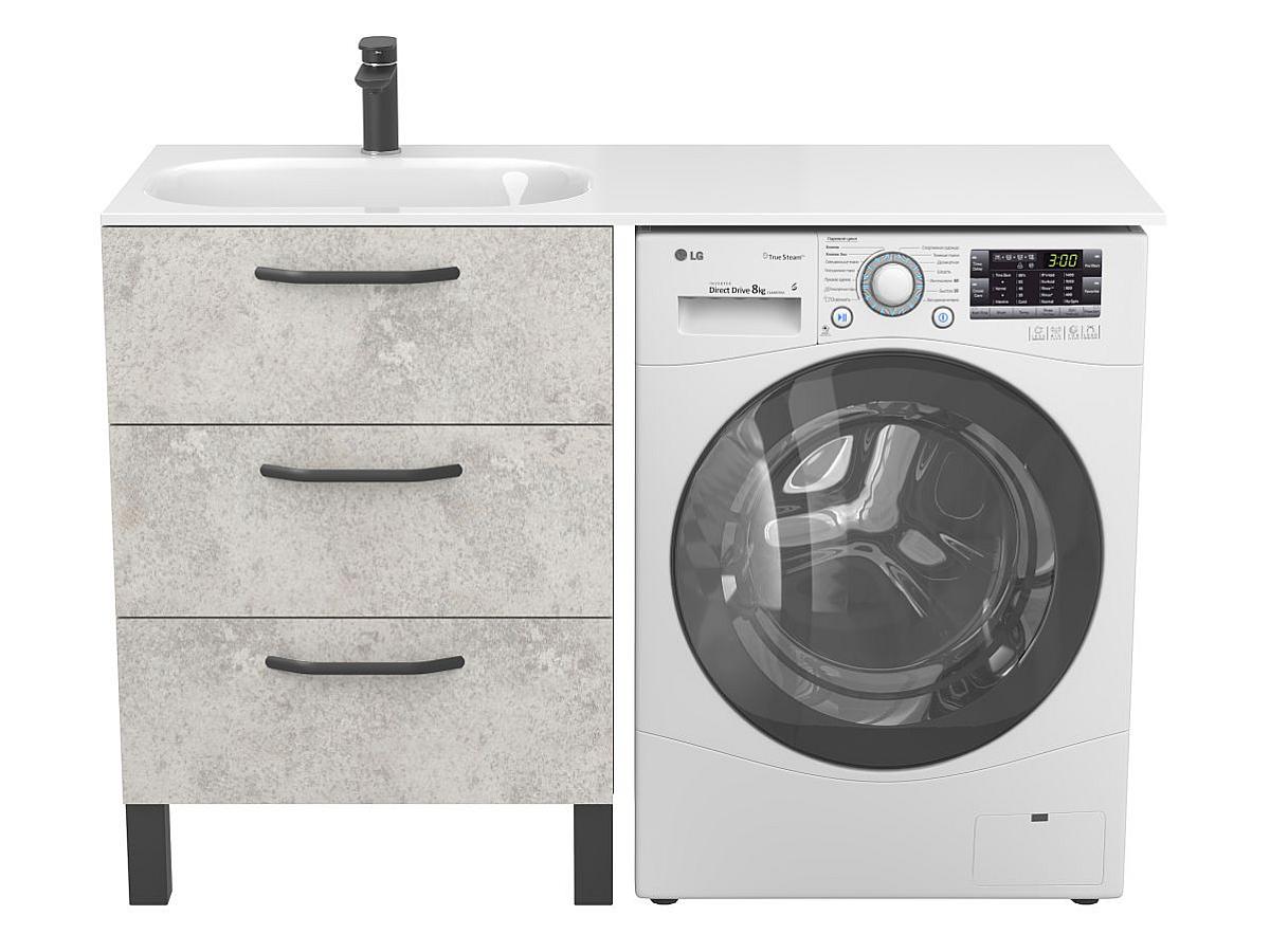 Тумба напольная TESSA Камень серый с умывальником LAKE 1250 L