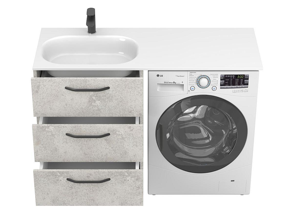 Тумба напольная TESSA Камень серый с умывальником LAKE 1250 L