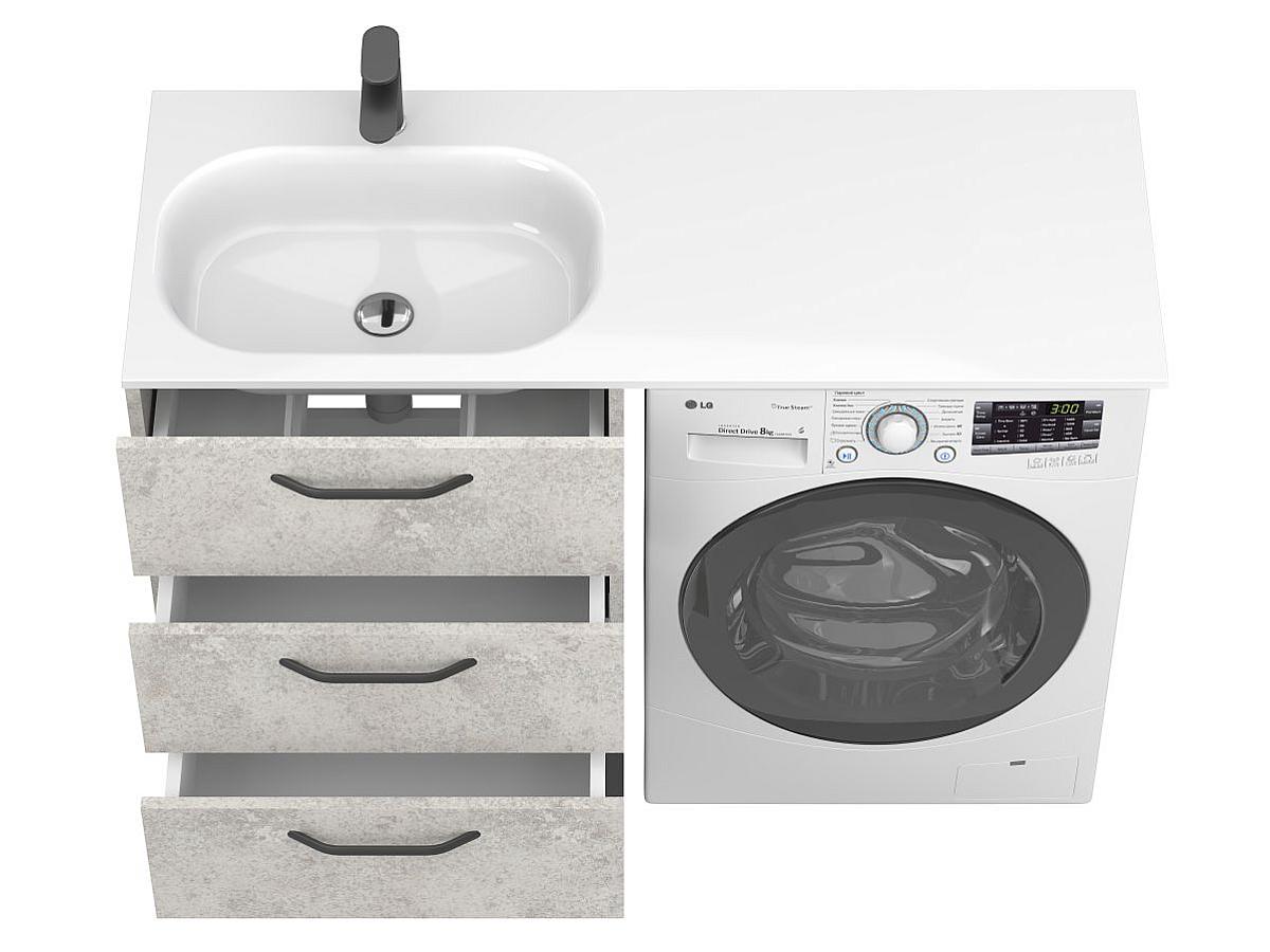 Тумба напольная TESSA Камень серый с умывальником LAKE 1250 L