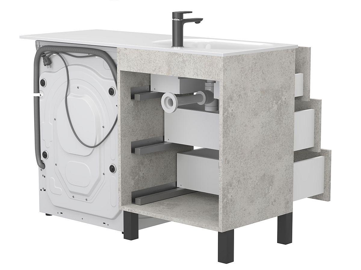 Тумба напольная TESSA Камень серый с умывальником LAKE 1250 L
