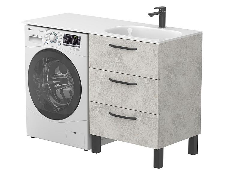 Тумба підлогова TESSA Камінь сірий з умивальником LAKE 1250 R