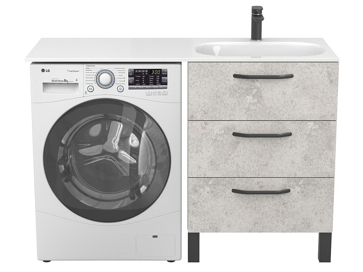 Тумба підлогова TESSA Камінь сірий з умивальником LAKE 1250 R