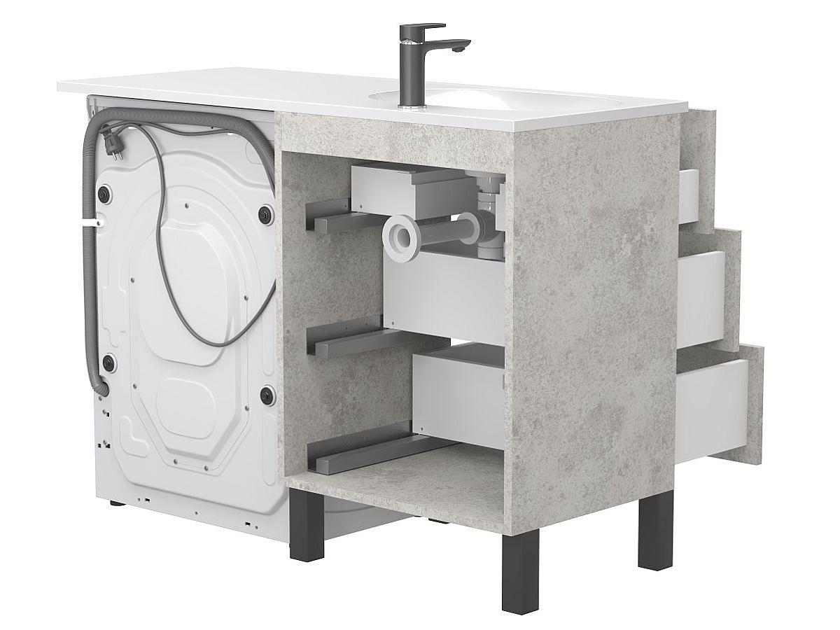 Тумба підлогова TESSA Камінь сірий з умивальником NEW YORK 1200 L