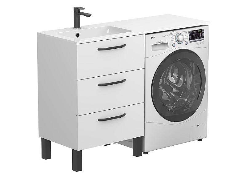 Тумба підлогова TESSA Біла з умивальником DELLA 1200 L