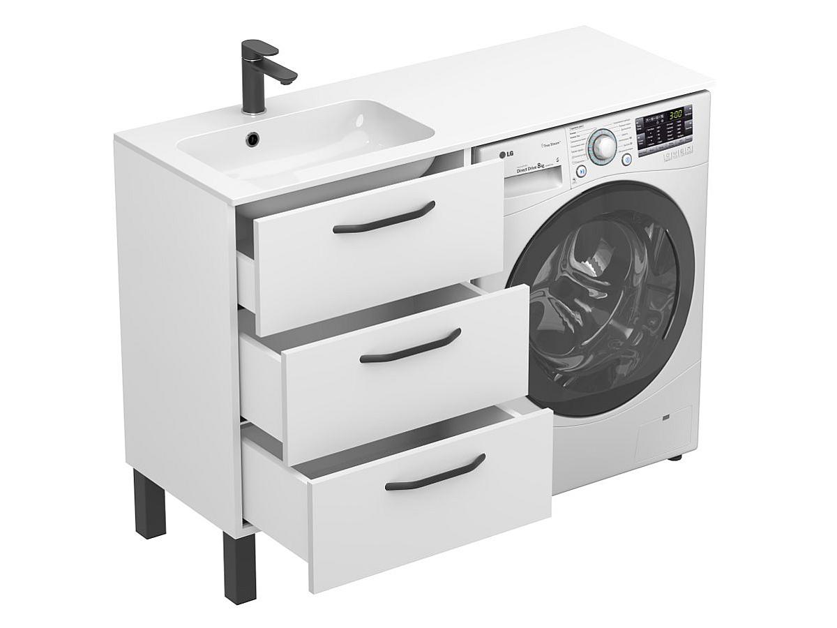 Тумба напольная TESSA Белая с умывальником DELLA 1200 L