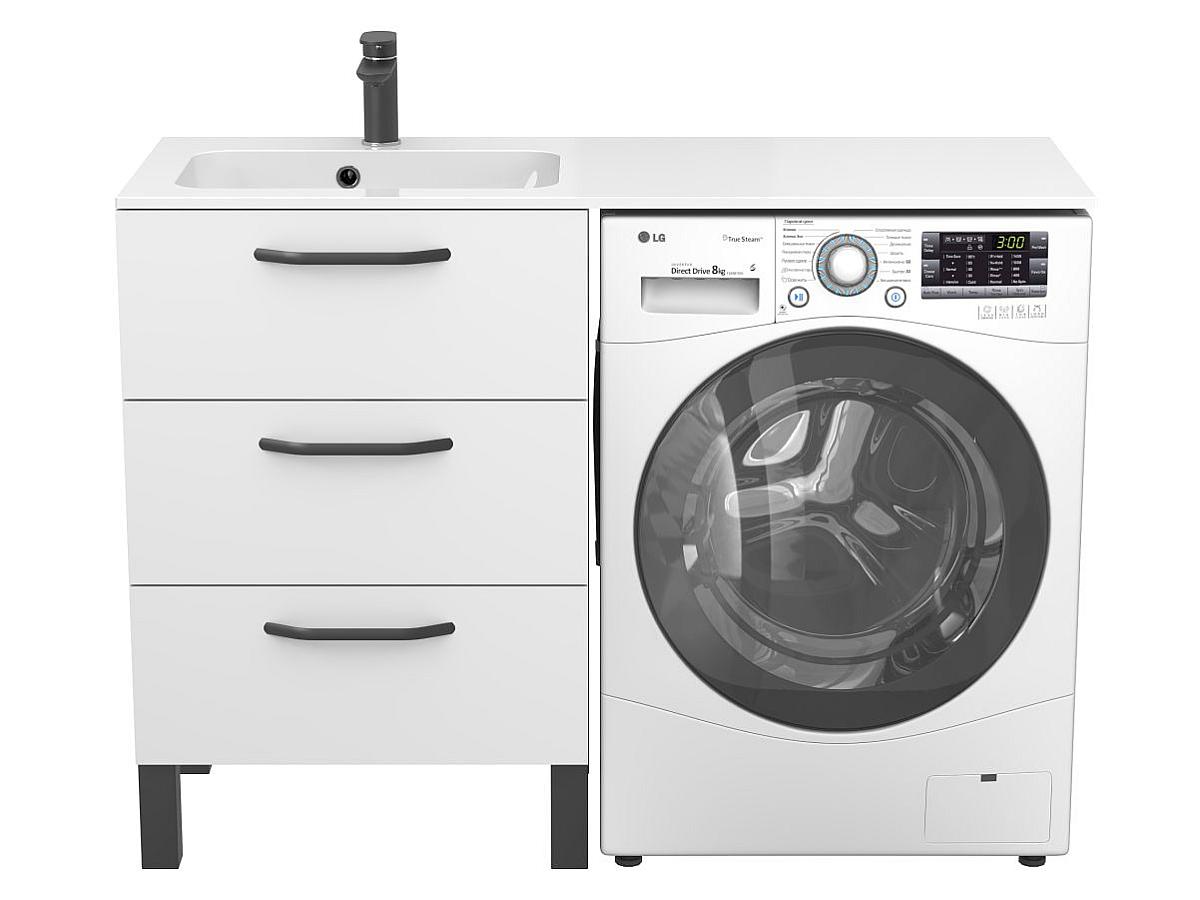 Тумба напольная TESSA Белая с умывальником DELLA 1200 L