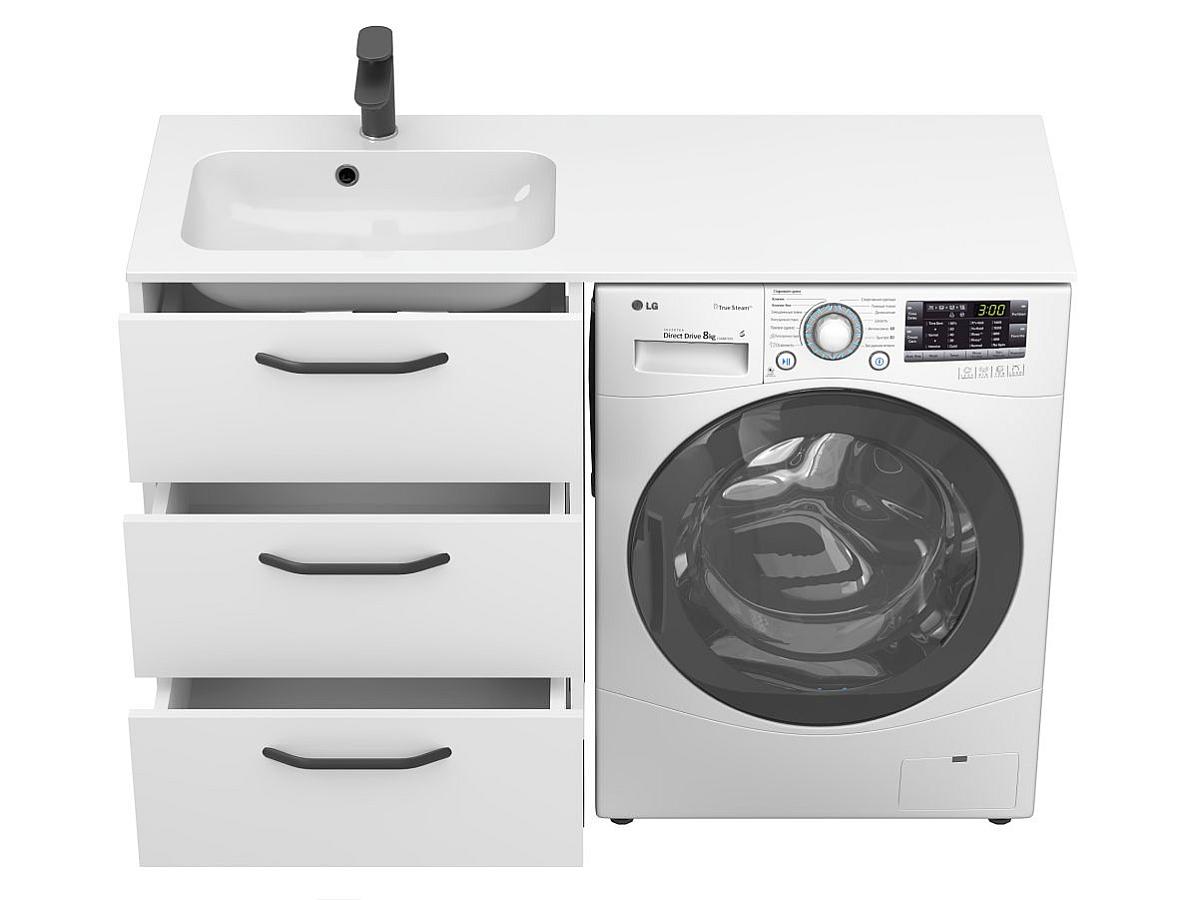 Тумба напольная TESSA Белая с умывальником DELLA 1200 L