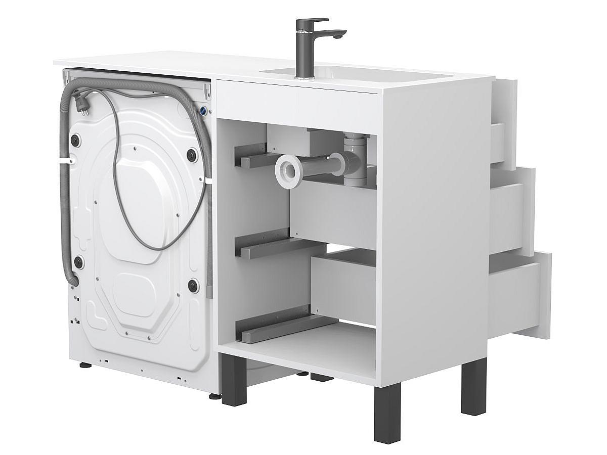 Тумба напольная TESSA Белая с умывальником DELLA 1200 L