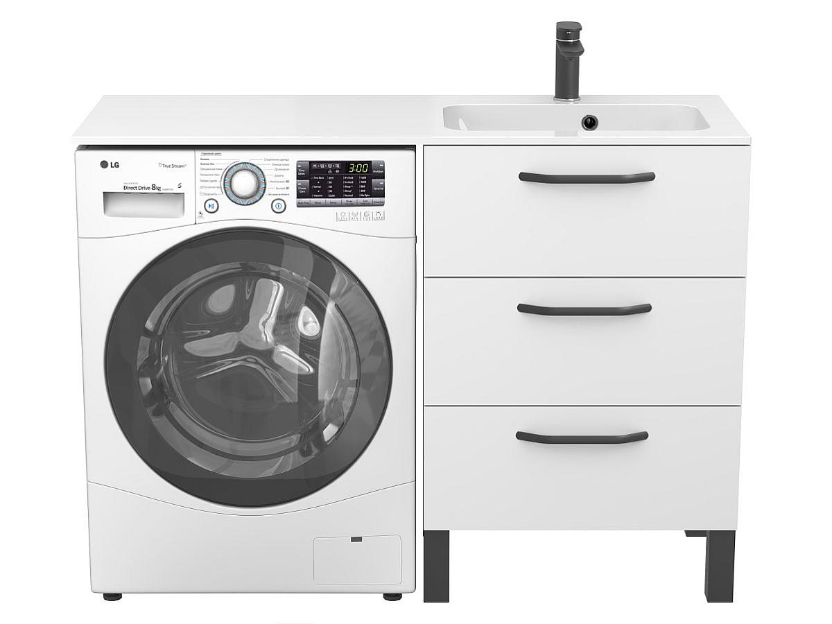 Тумба напольная TESSA Белая с умывальником DELLA 1200 R