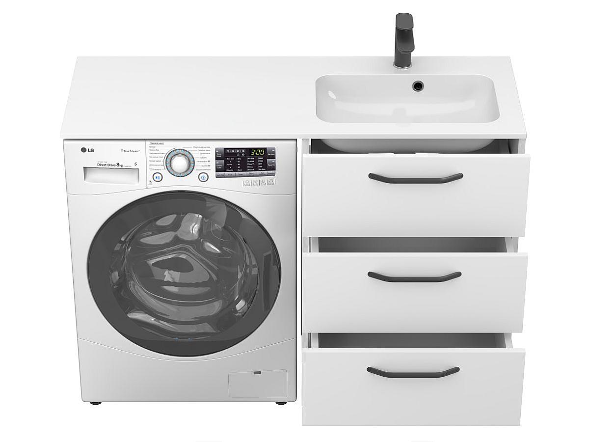 Тумба напольная TESSA Белая с умывальником DELLA 1200 R