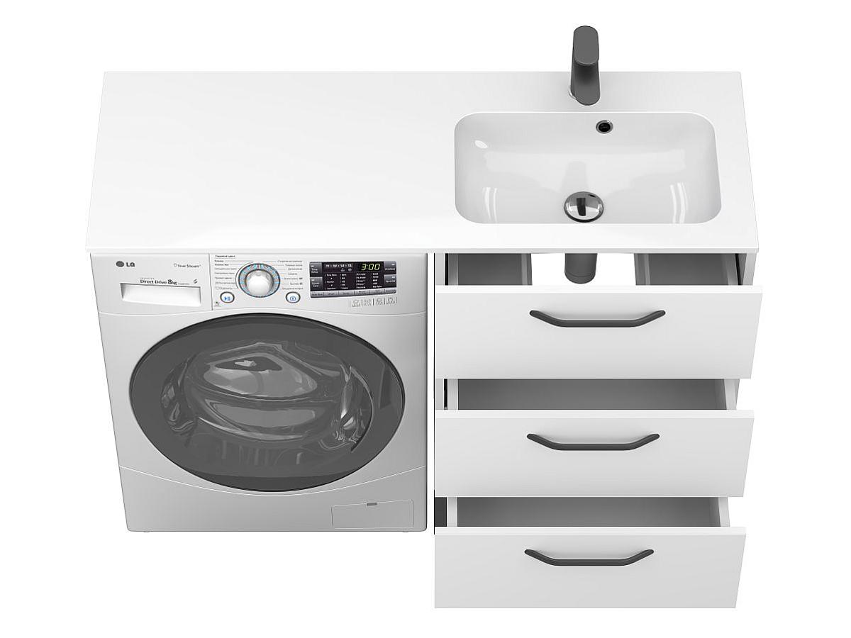 Тумба напольная TESSA Белая с умывальником DELLA 1200 R