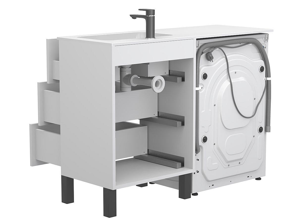 Тумба напольная TESSA Белая с умывальником DELLA 1200 R