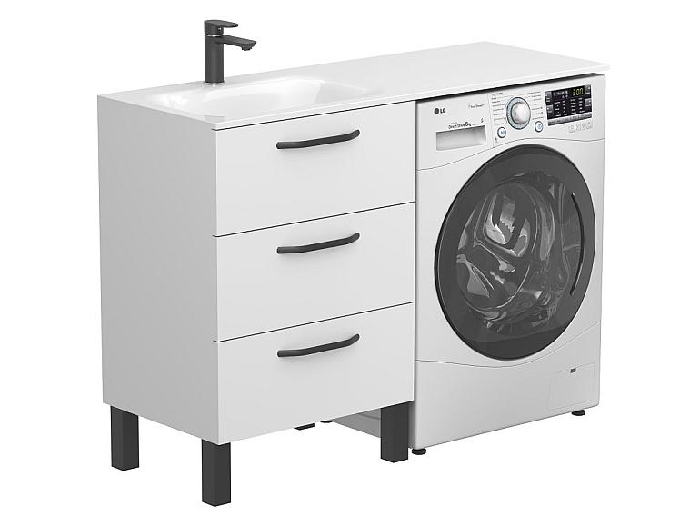 Тумба підлогова TESSA Біла з умивальником JESSEL 1200 L