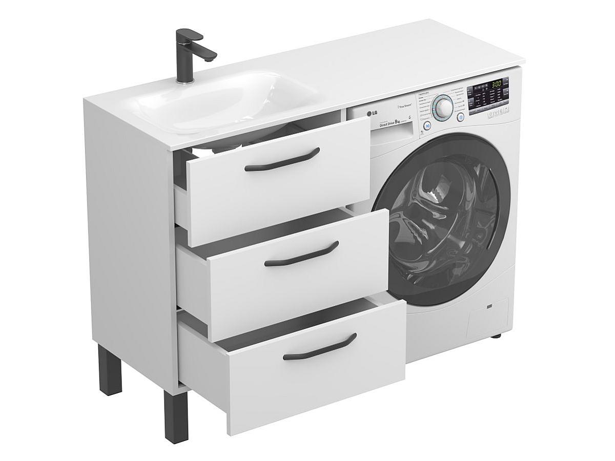 Тумба підлогова TESSA Біла з умивальником JESSEL 1200 L