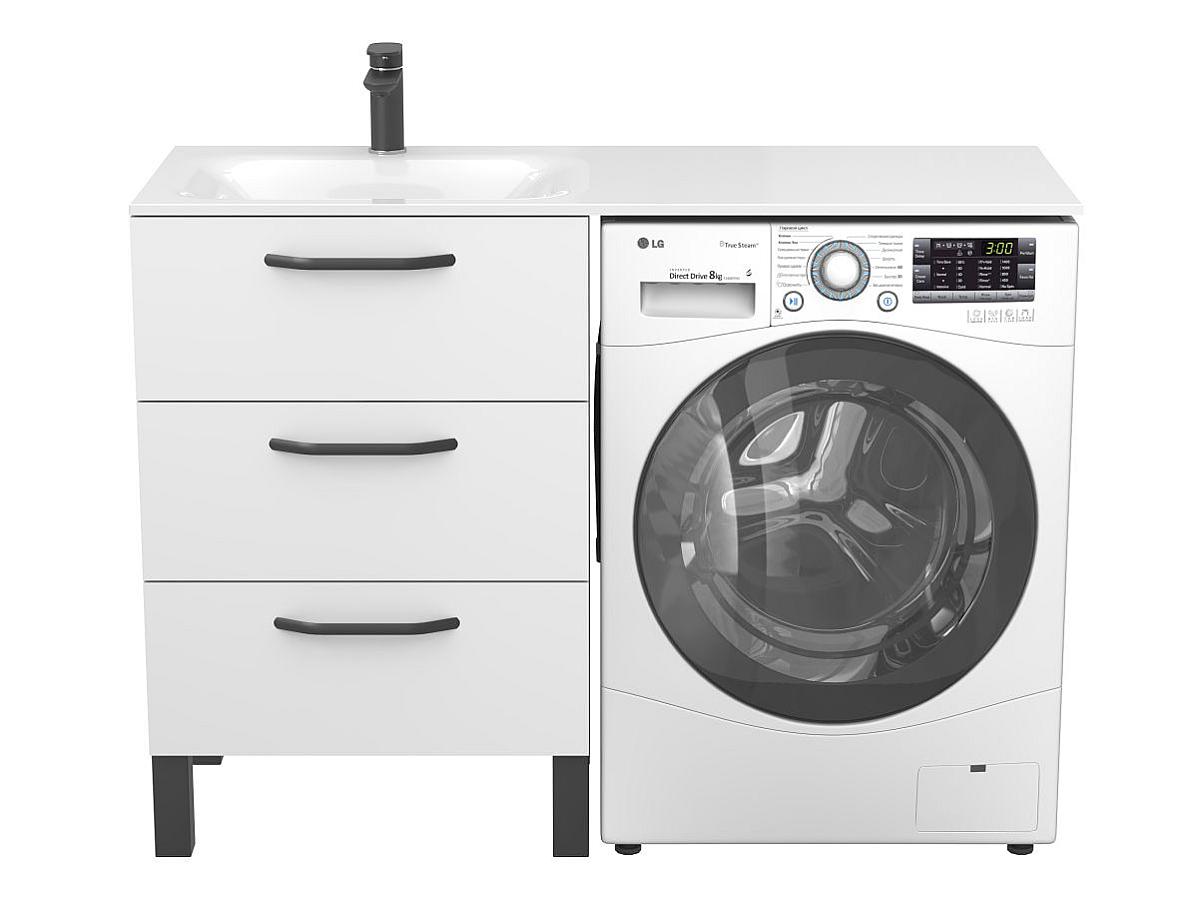 Тумба підлогова TESSA Біла з умивальником JESSEL 1200 L