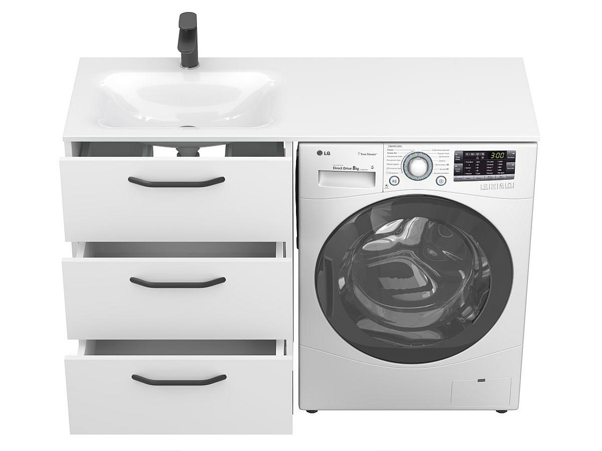 Тумба підлогова TESSA Біла з умивальником JESSEL 1200 L