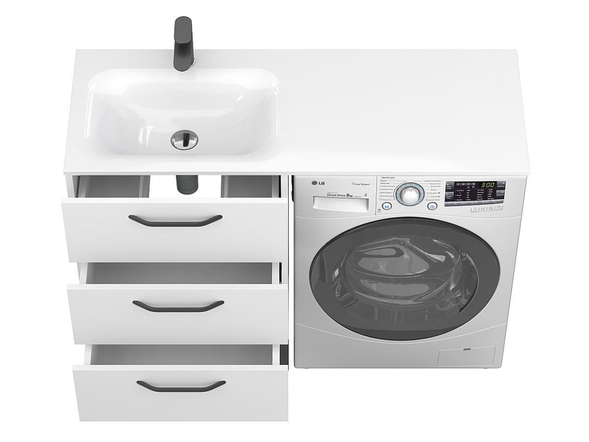 Тумба підлогова TESSA Біла з умивальником JESSEL 1200 L