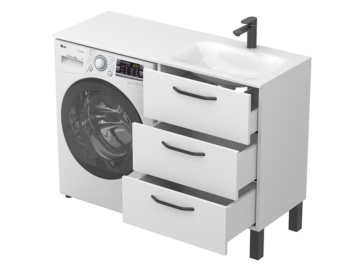 Тумба напольная TESSA Белая с умывальником JESSEL 1200 R