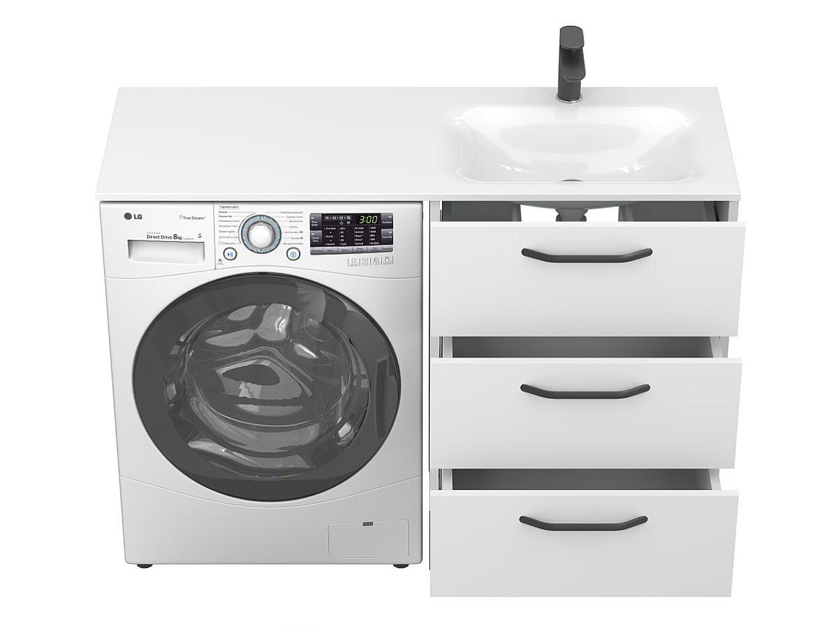 Тумба напольная TESSA Белая с умывальником JESSEL 1200 R