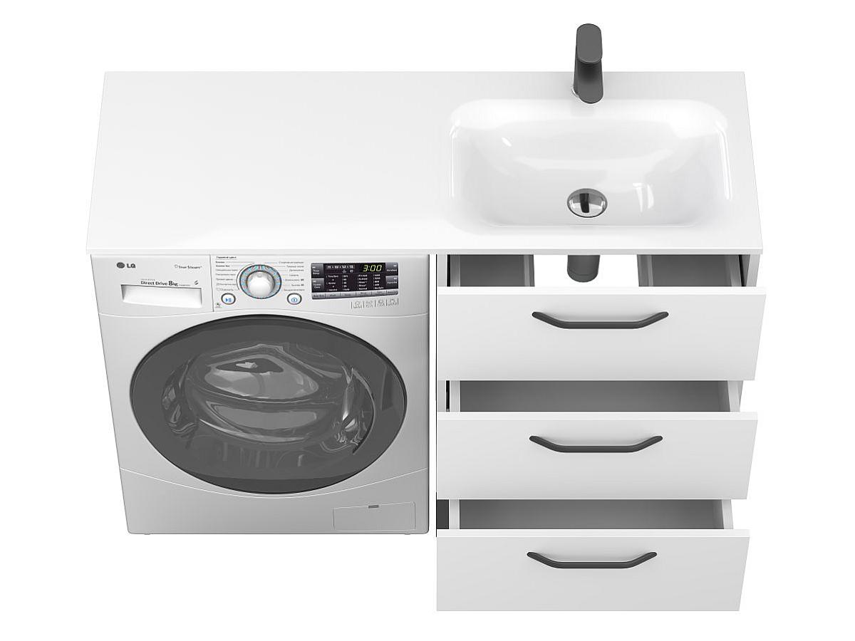 Тумба напольная TESSA Белая с умывальником JESSEL 1200 R