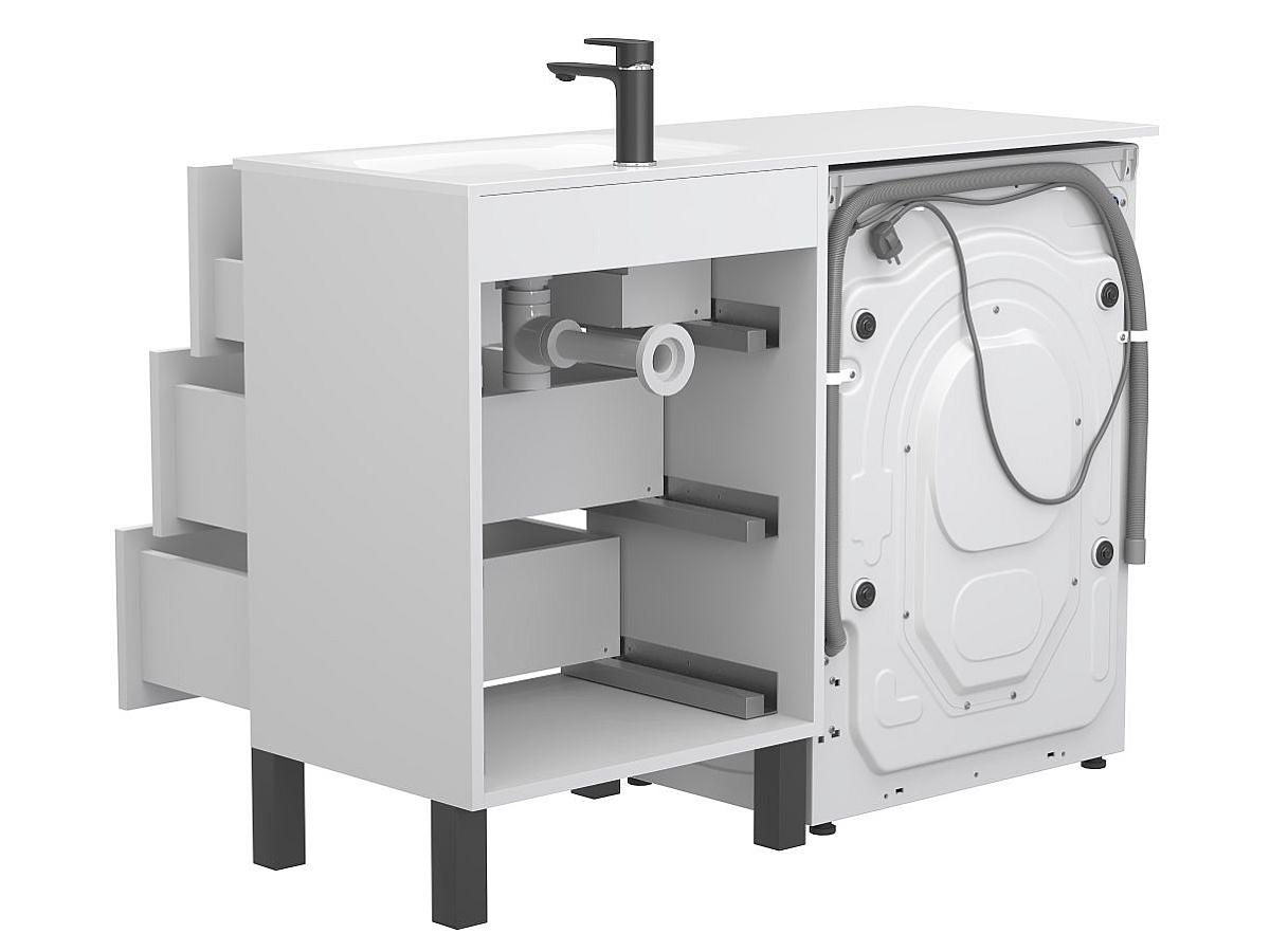 Тумба напольная TESSA Белая с умывальником JESSEL 1200 R