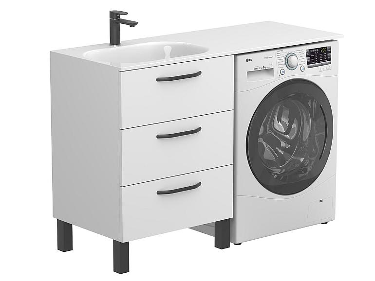 Тумба підлогова TESSA Біла з умивальником LAKE 1250 L
