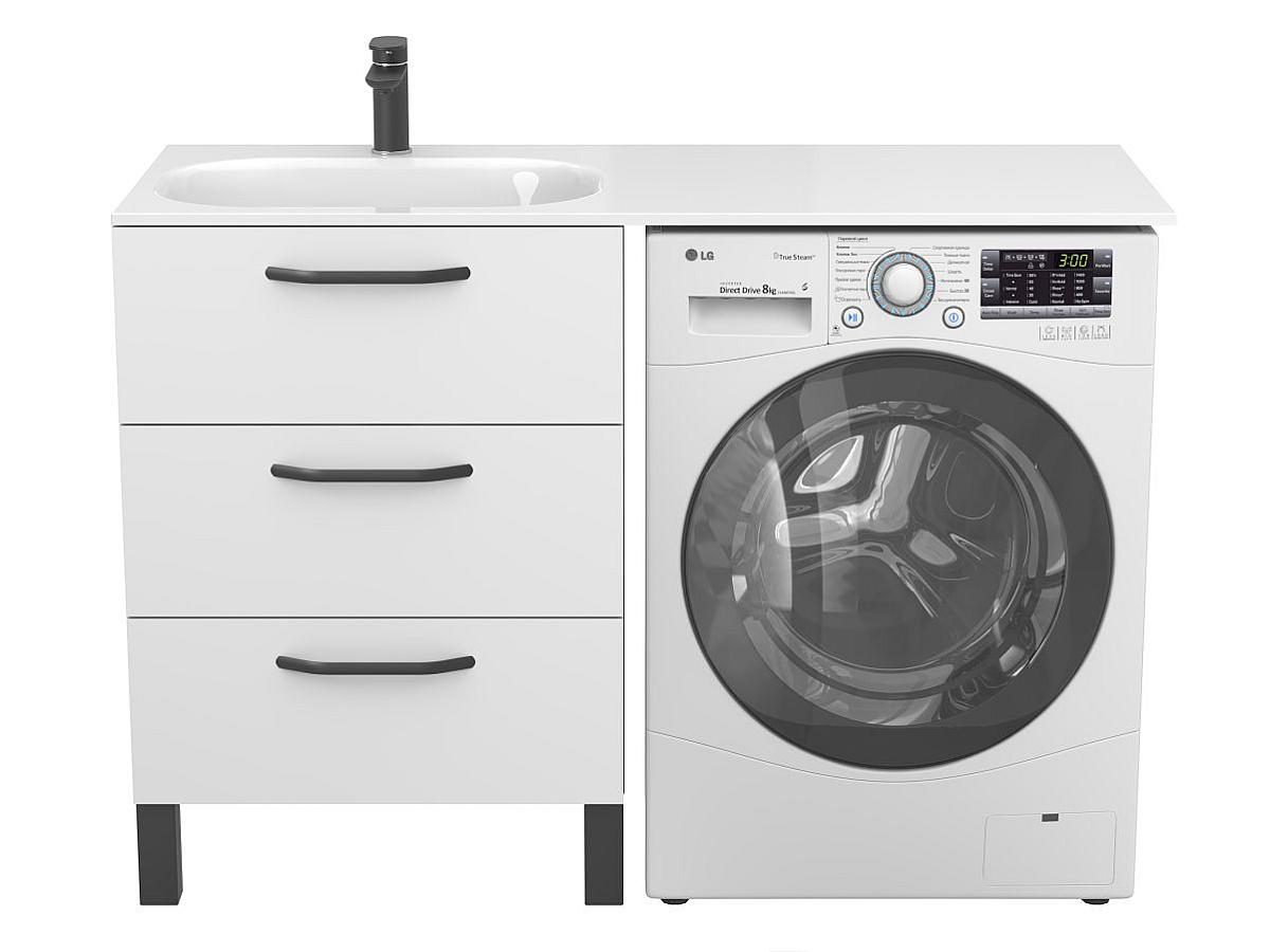 Тумба підлогова TESSA Біла з умивальником LAKE 1250 L