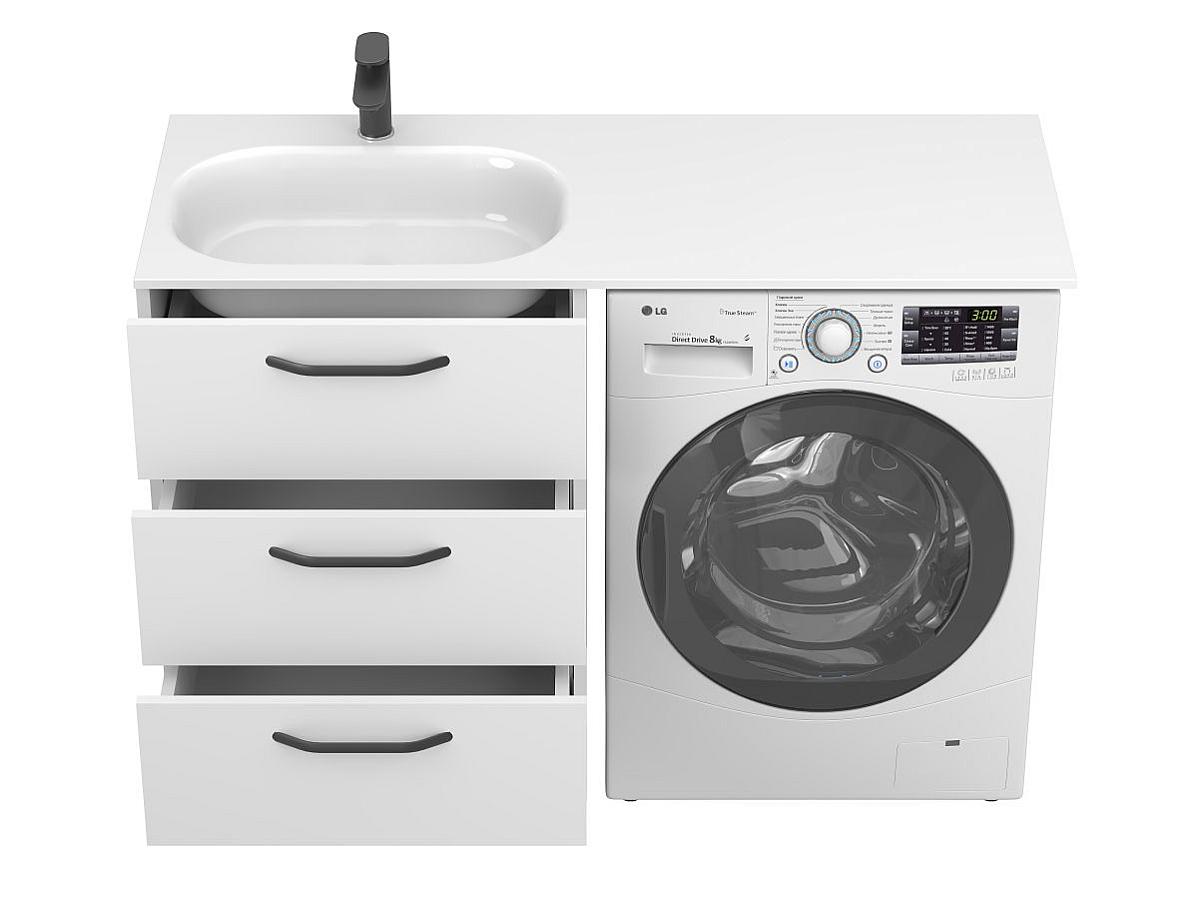Тумба підлогова TESSA Біла з умивальником LAKE 1250 L