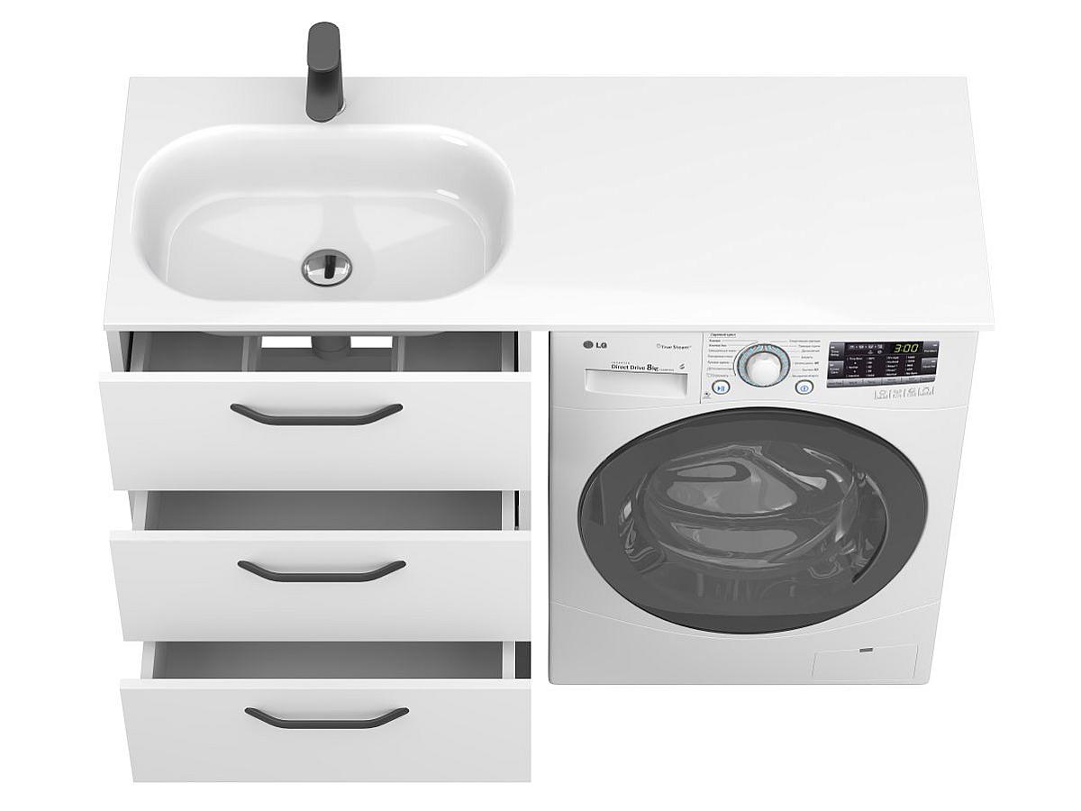 Тумба підлогова TESSA Біла з умивальником LAKE 1250 L