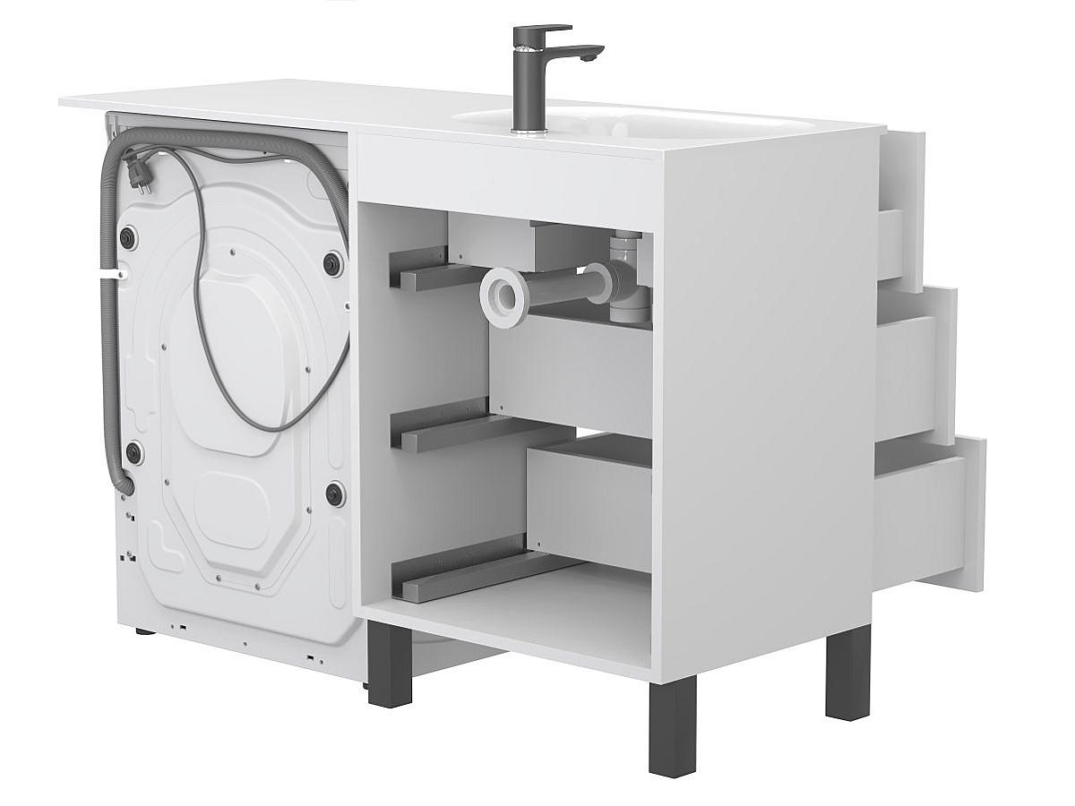 Тумба підлогова TESSA Біла з умивальником LAKE 1250 L