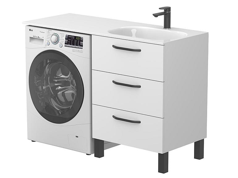 Тумба підлогова TESSA Біла з умивальником LAKE 1250 R