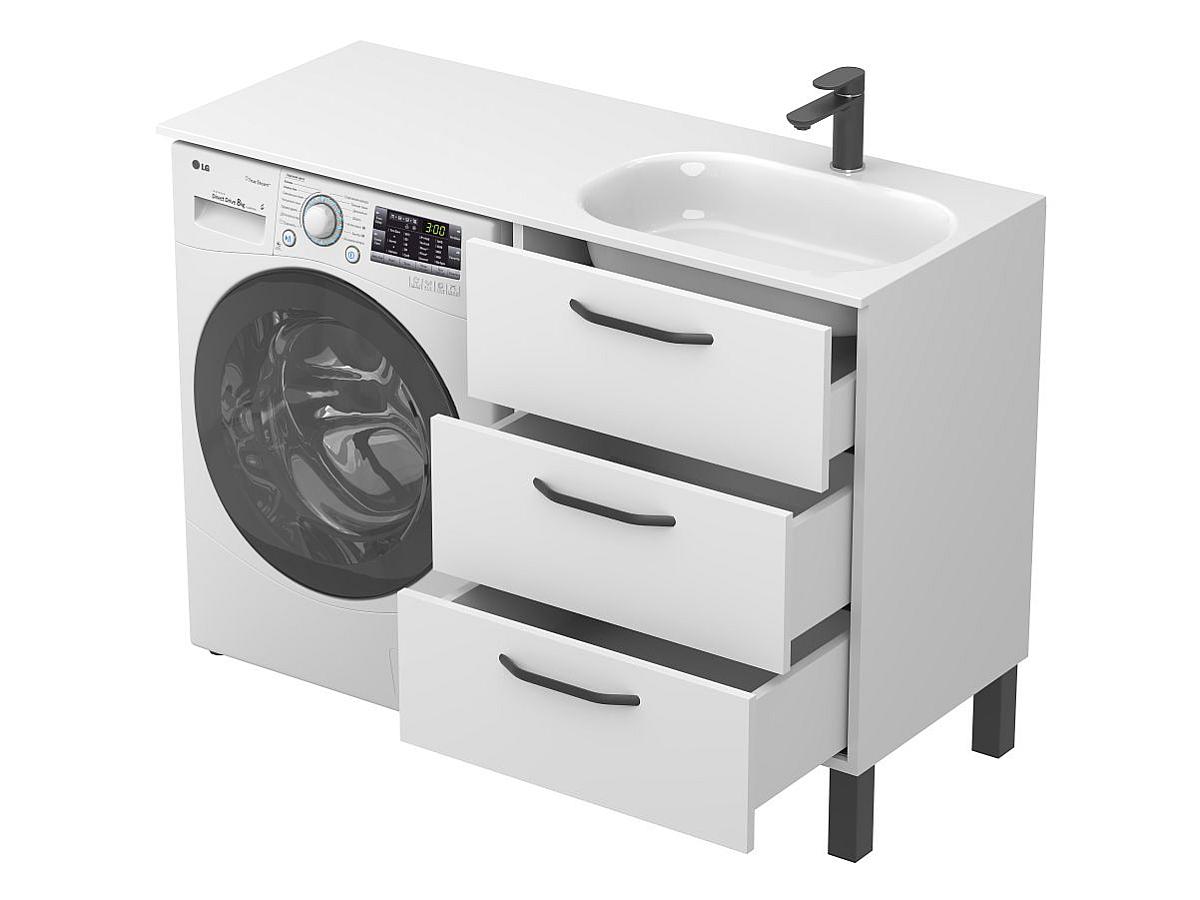 Тумба підлогова TESSA Біла з умивальником LAKE 1250 R