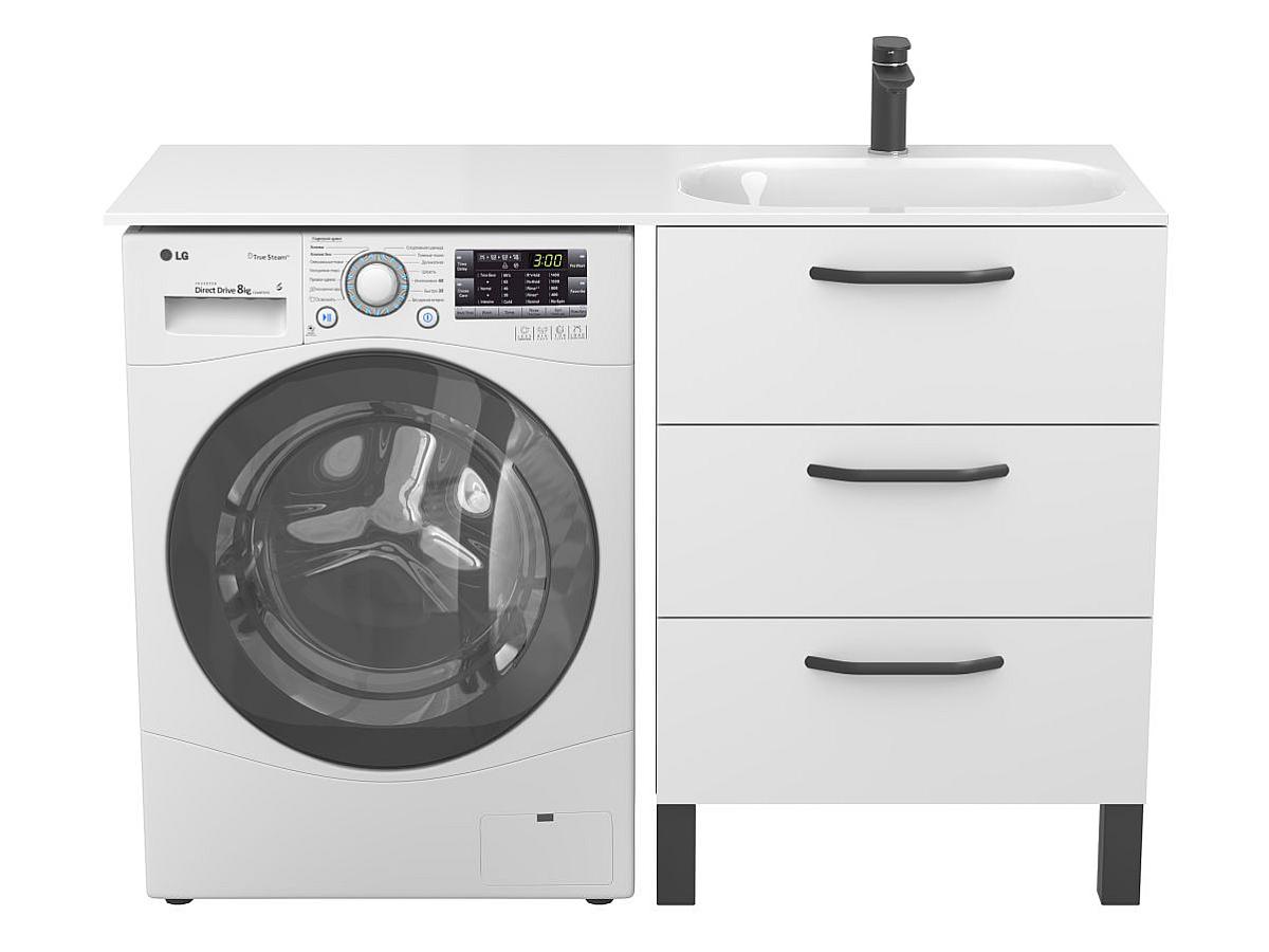 Тумба підлогова TESSA Біла з умивальником LAKE 1250 R