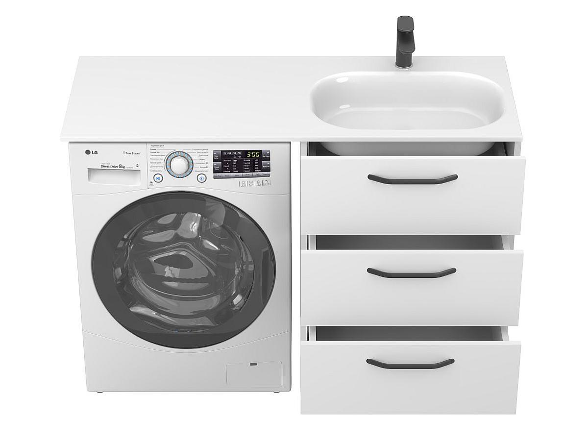 Тумба підлогова TESSA Біла з умивальником LAKE 1250 R