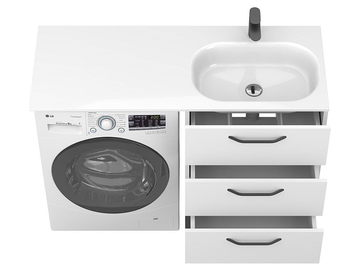 Тумба підлогова TESSA Біла з умивальником LAKE 1250 R