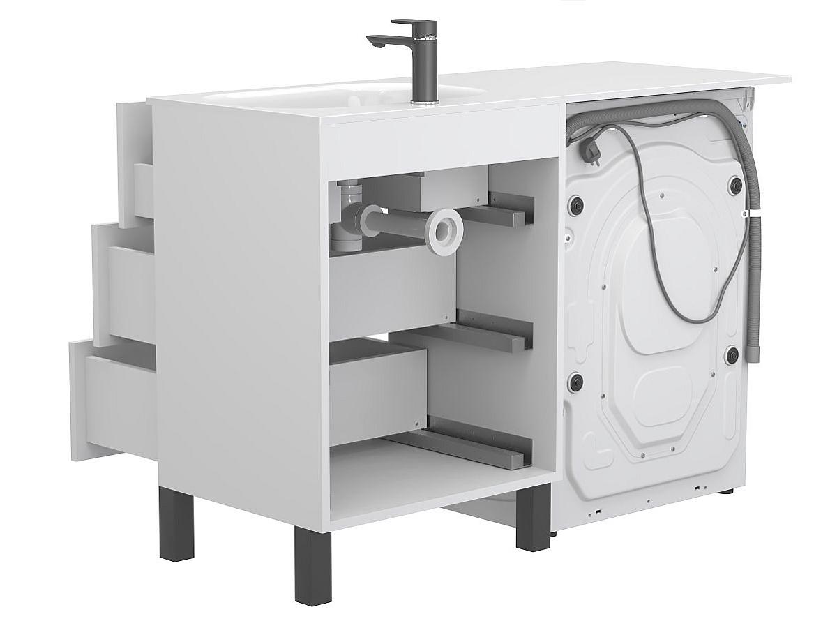Тумба підлогова TESSA Біла з умивальником LAKE 1250 R