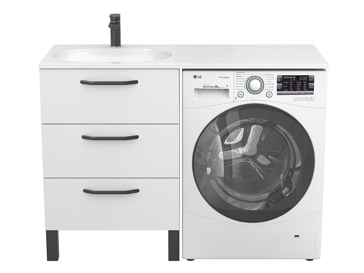 Тумба напольная TESSA Белая с умывальником NEW YORK 1200 L