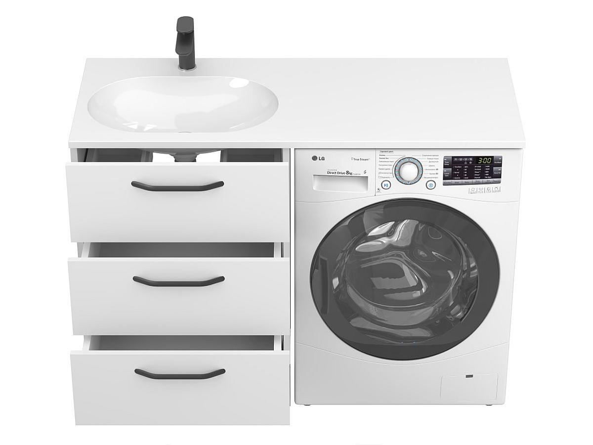 Тумба напольная TESSA Белая с умывальником NEW YORK 1200 L