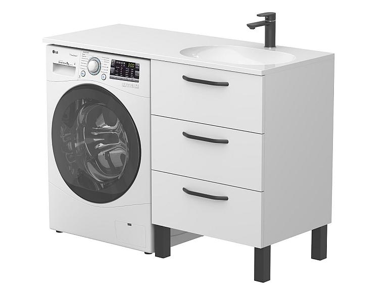 Тумба підлогова TESSA Біла з умивальником NEW YORK 1200 R