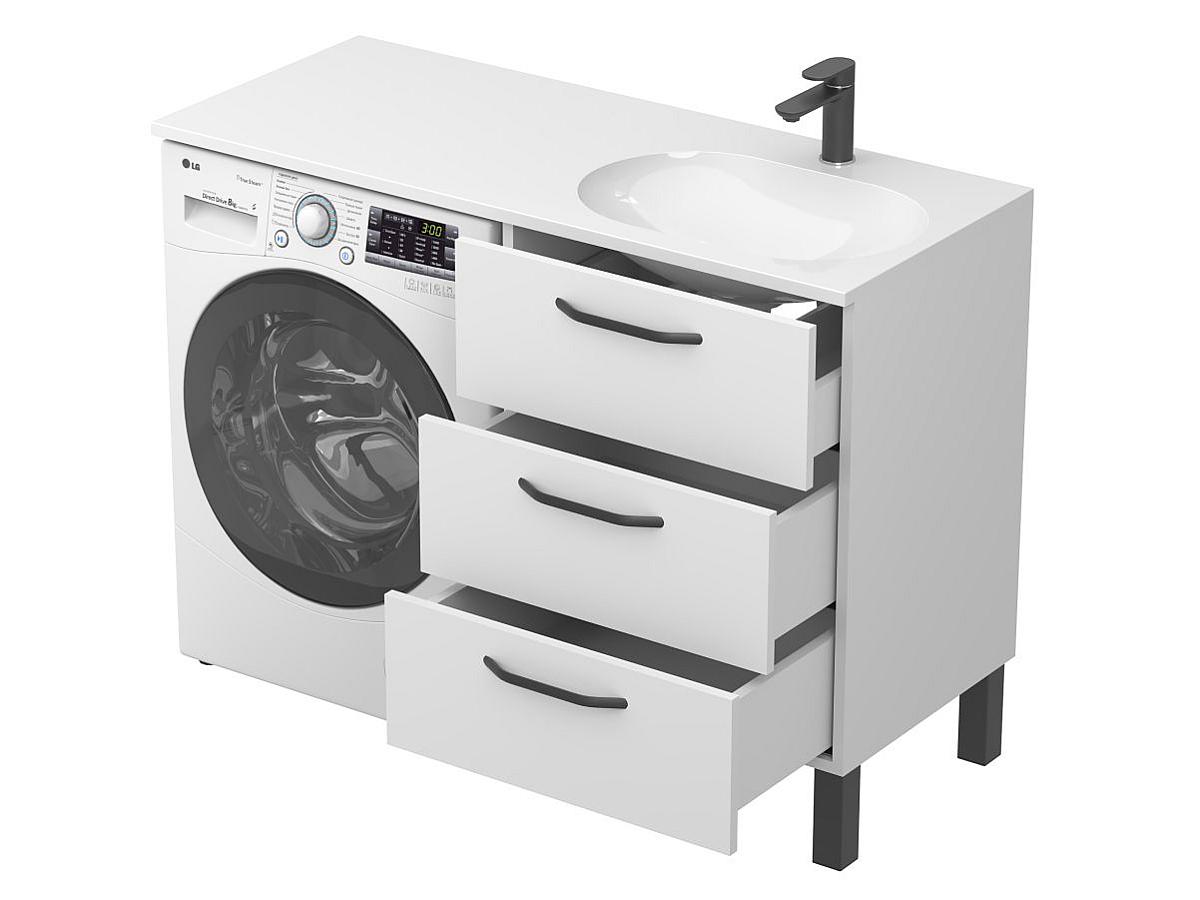 Тумба напольная TESSA Белая с умывальником NEW YORK 1200 R