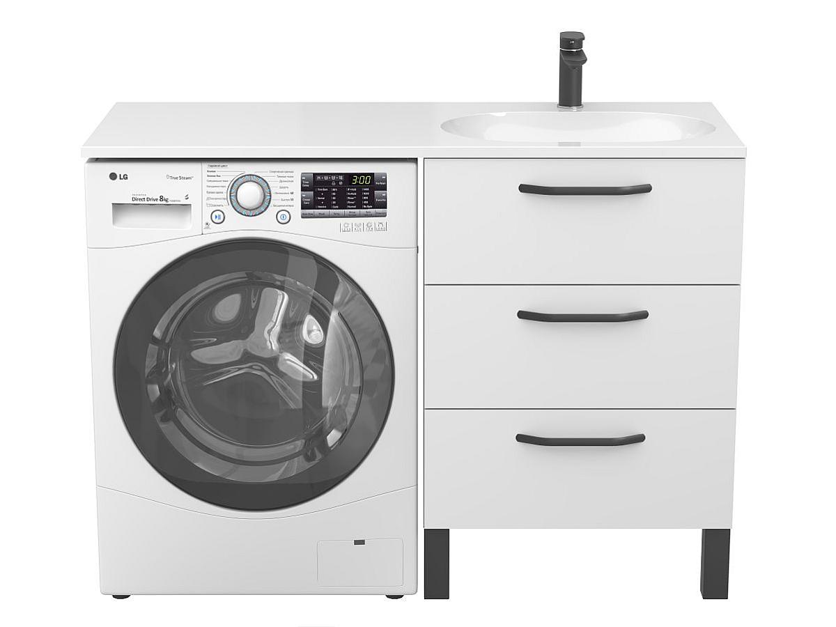 Тумба напольная TESSA Белая с умывальником NEW YORK 1200 R