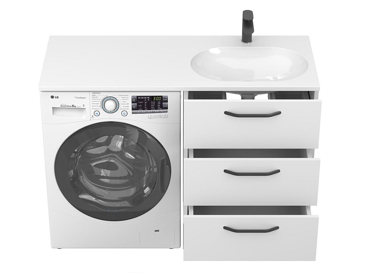 Тумба напольная TESSA Белая с умывальником NEW YORK 1200 R