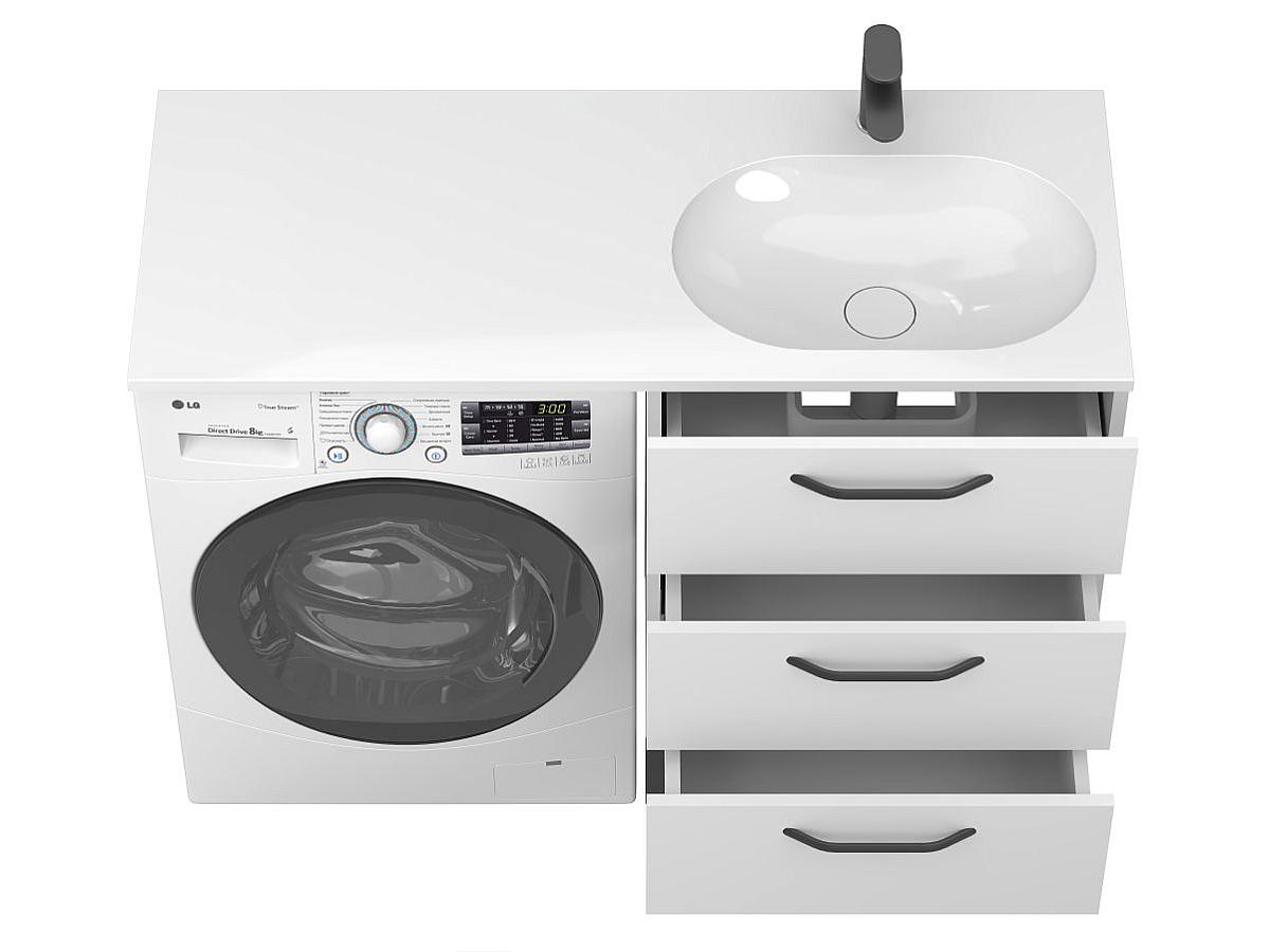 Тумба напольная TESSA Белая с умывальником NEW YORK 1200 R