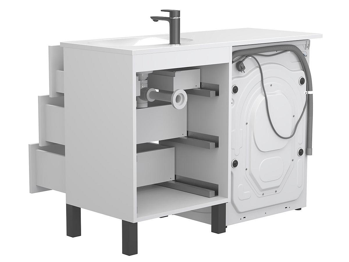 Тумба напольная TESSA Белая с умывальником NEW YORK 1200 R